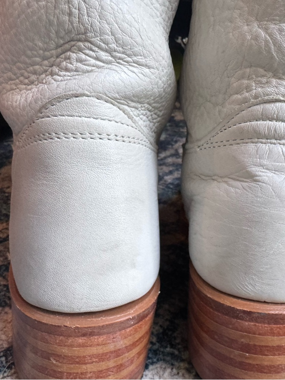 Vintage Frye White Pebbled Leather Mid-Calf Campus Heeled Boots | Made in USA 🇺🇸 - Picture 8 of 15